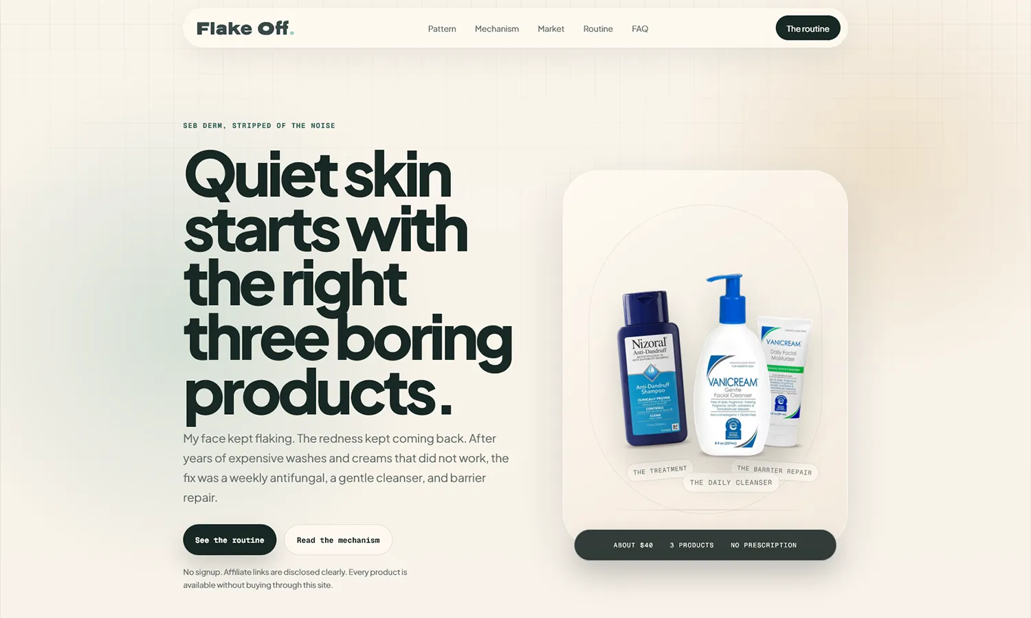 Flake Off, an educational skincare site